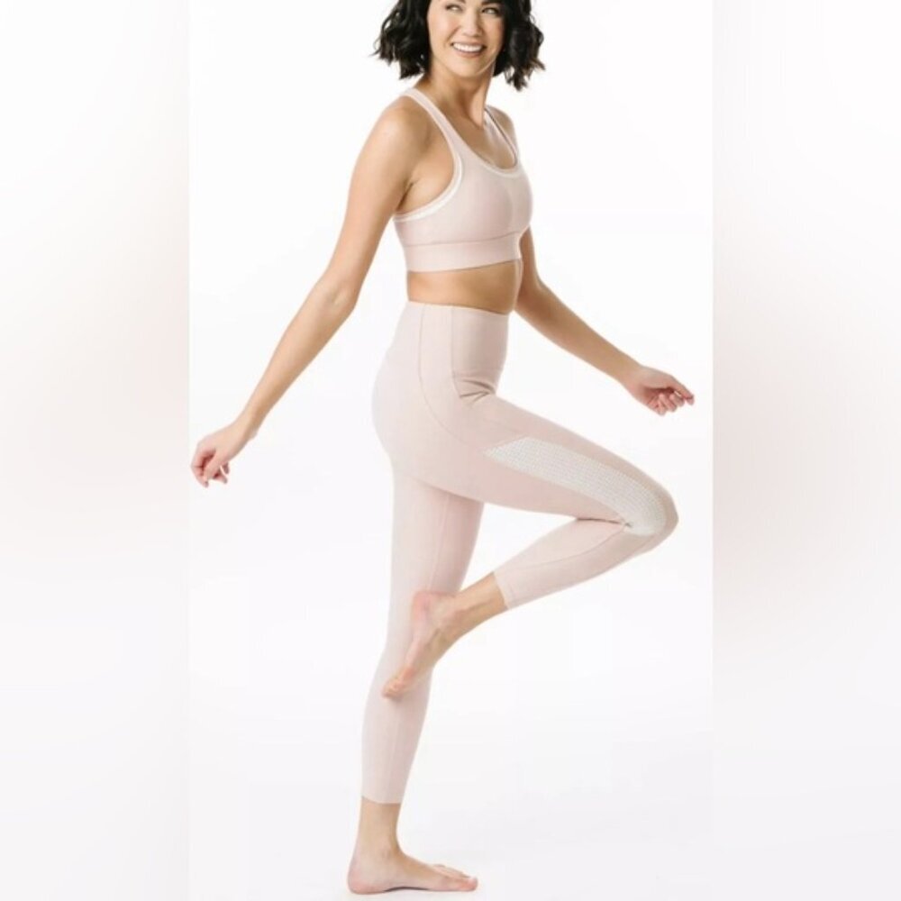 ZYIA ACTIVE Light Pink Bare Primo Mesh Hi-Rise LEGGINGS Size 4โ